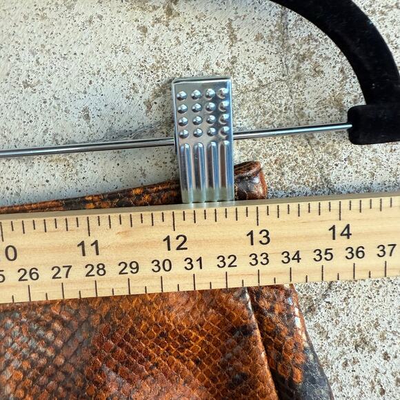 Guess Snake Print Mini Skirt Faux Leather O Ring Zip Brown Black XS Rock & Roll - Picture 7 of 8